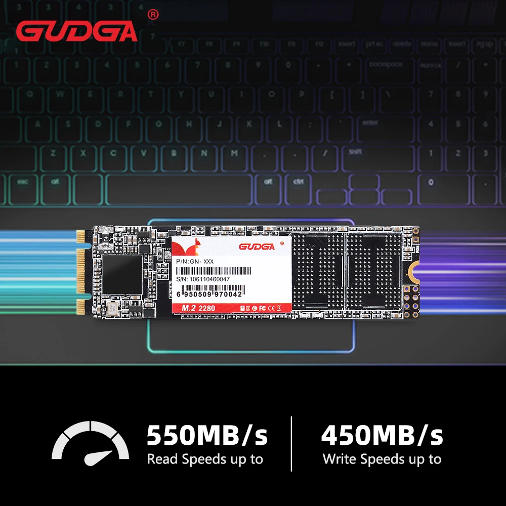 Внутренний жесткий диск GUDGA M.2 NGFF SATA SSD 1 ТБ внутренний 64 ГБ 128 256 512 2280 HDD для ПК -