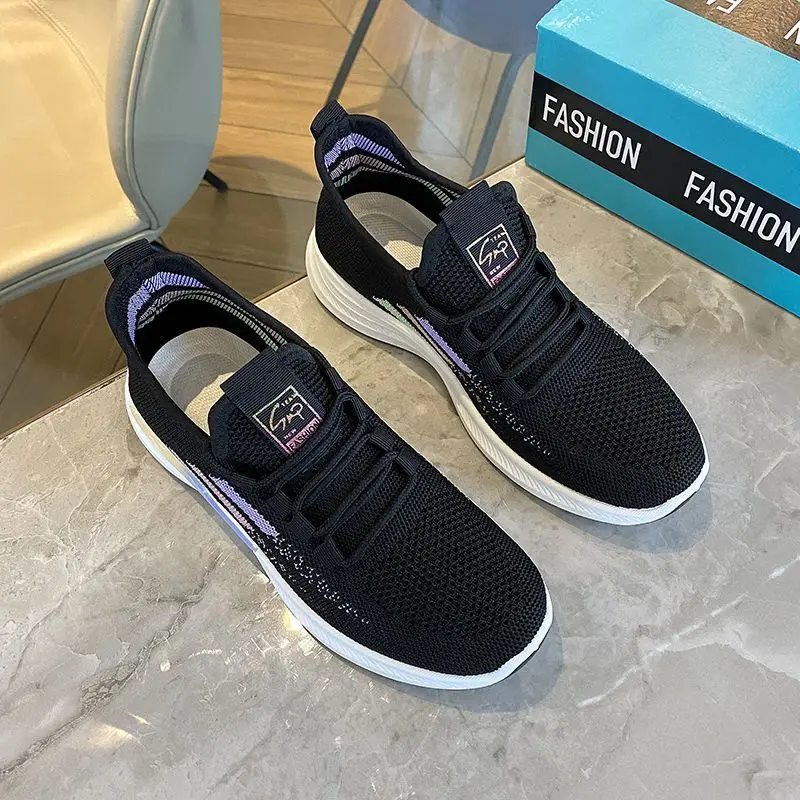 SneakersRunning shoes 2023 spring new breathable woven non-slip soft sole women's versatile little white shoes