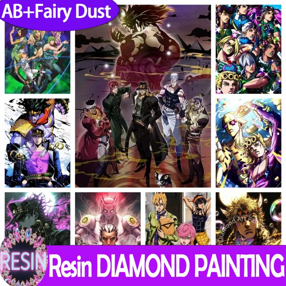 Фото Смола AB Фея пыль 2025 Новый Jojo Bizarre Adventure Аниме Набор алмазной живописи 5D DIY Алмаз Ручная работа Художественный подарок Ремесло Домашний декор №1