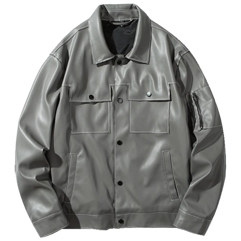 Осенняя Женская Байкерская кожаная куртка, Мужская одежда, пальто-бомбер большого размера в Корейском стиле, верхняя одежда для мужчин, размеры 5XL