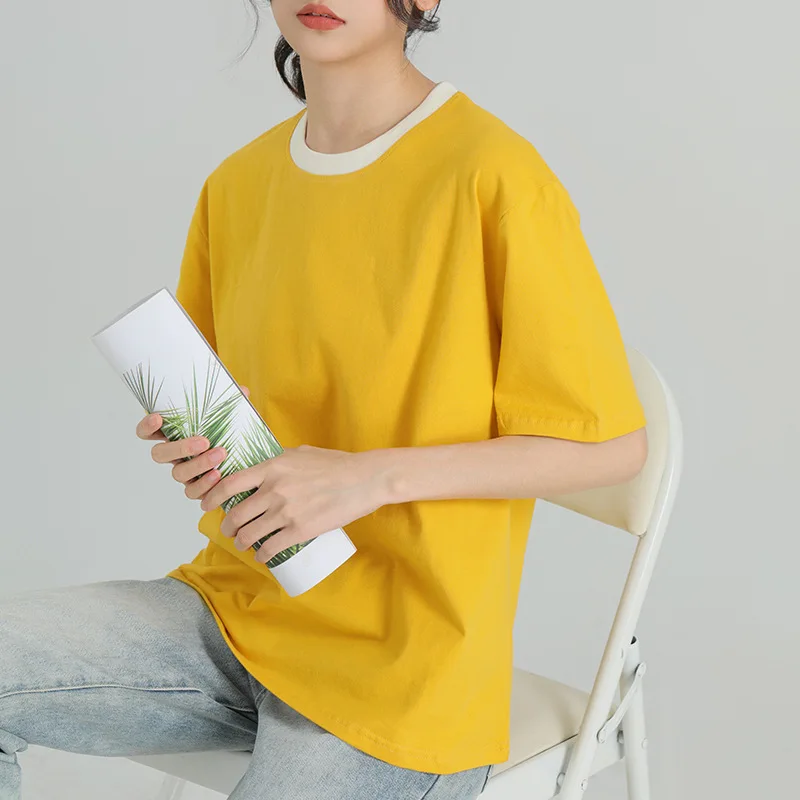 

2022 Summer round neck short sleeve T-shirt loose white