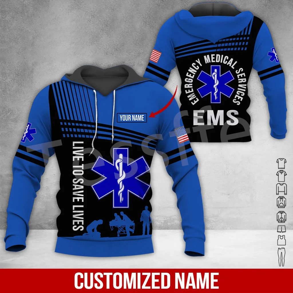 

Tessffel Custom Name Emergency Medical Technician EMT EMS Paramedic 3DPrint Men/Women Harajuku Casual Pullover Jacket Hoodies X3