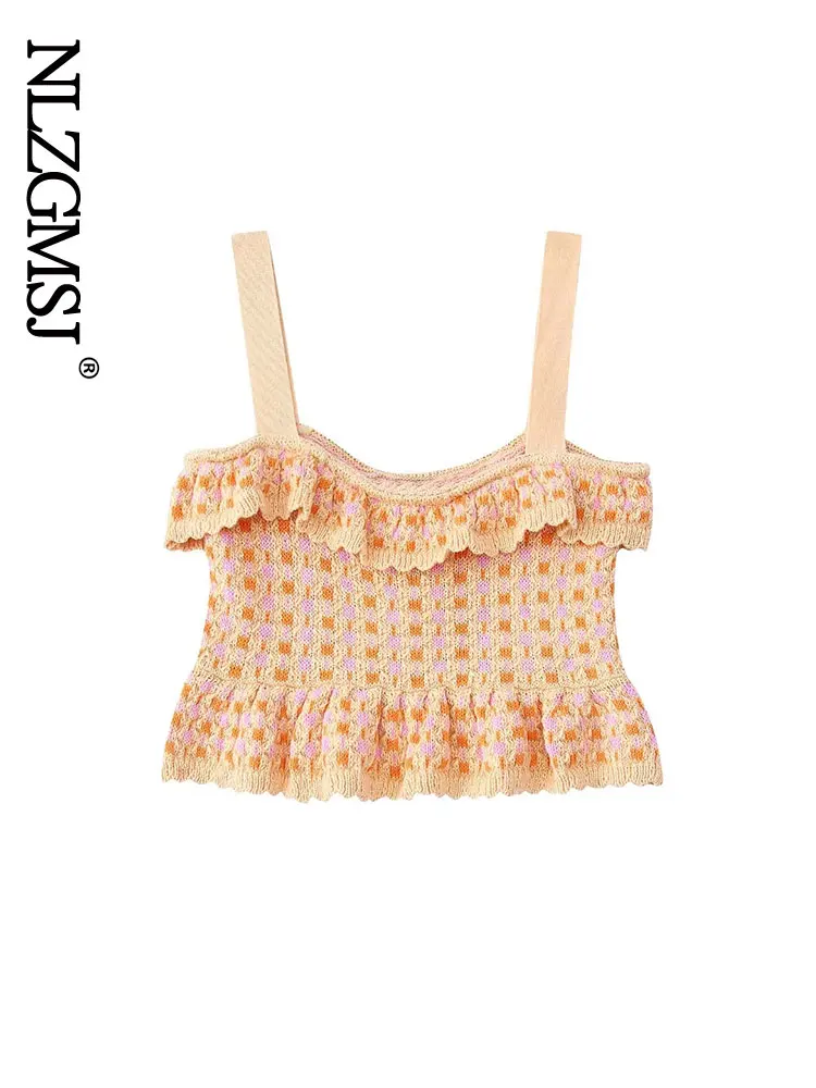 

Nlzgmsj 2022 Summer Fashion Women Camis Tank Top Vintage Floral Print Elastic Waist Top Cute Spaghetti Straps Camisole 202205