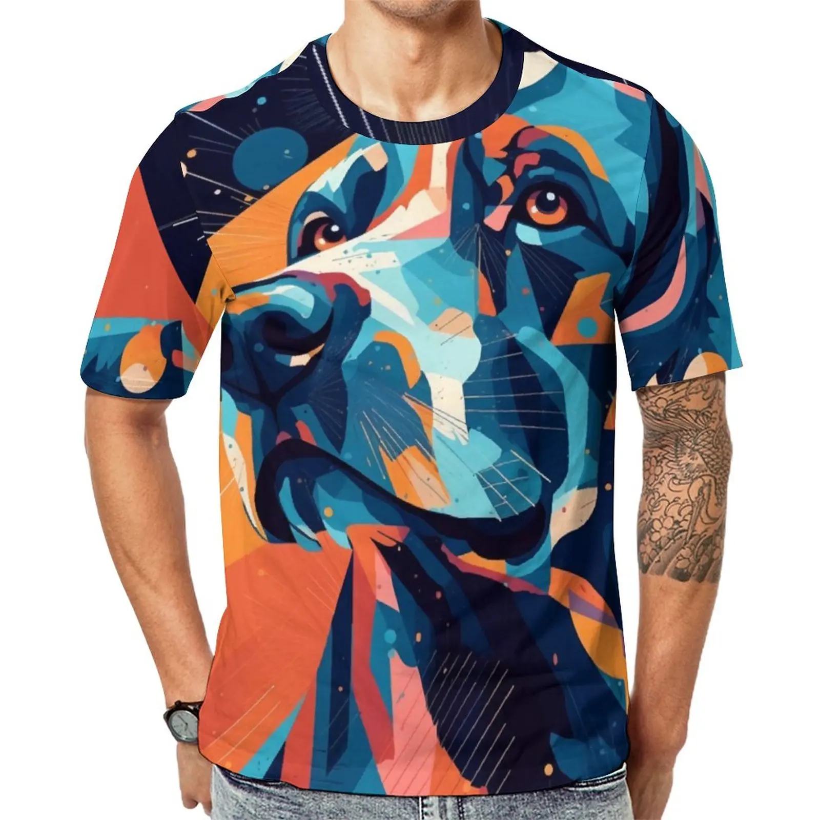 

Dog T Shirt Abstraction Illustration Vibrant Harajuku T-Shirts Couple Y2K Tee Shirt Summer Short Sleeve Design Top Tees 5XL 6XL