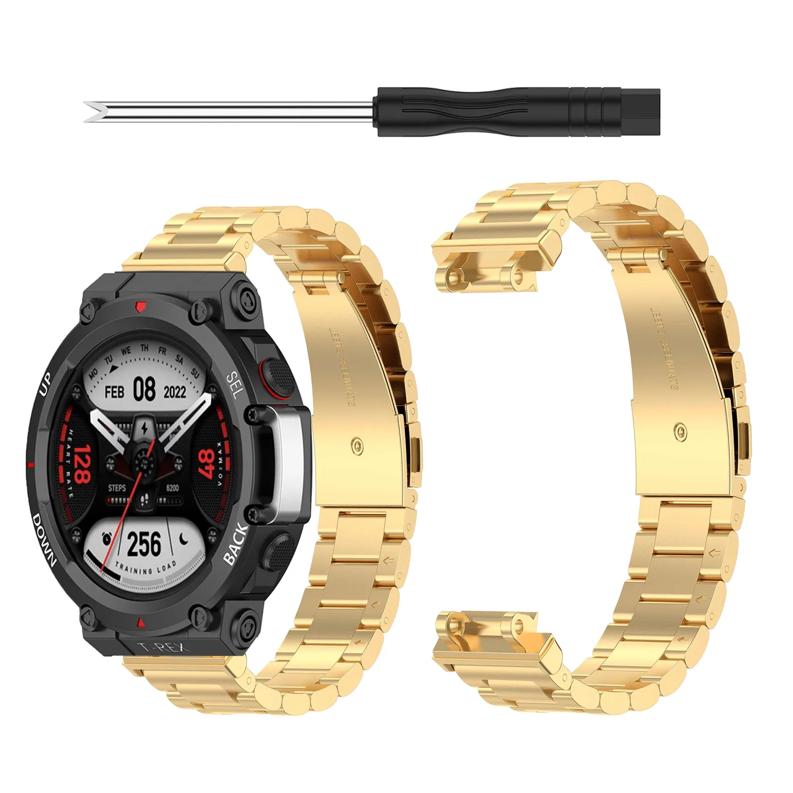 

Metal Watch Band Compatible For Amaz-fit T-Rex2 Replacement Watch Bands Stylish Wristband For Men And Women 6.5x0.8 Inch