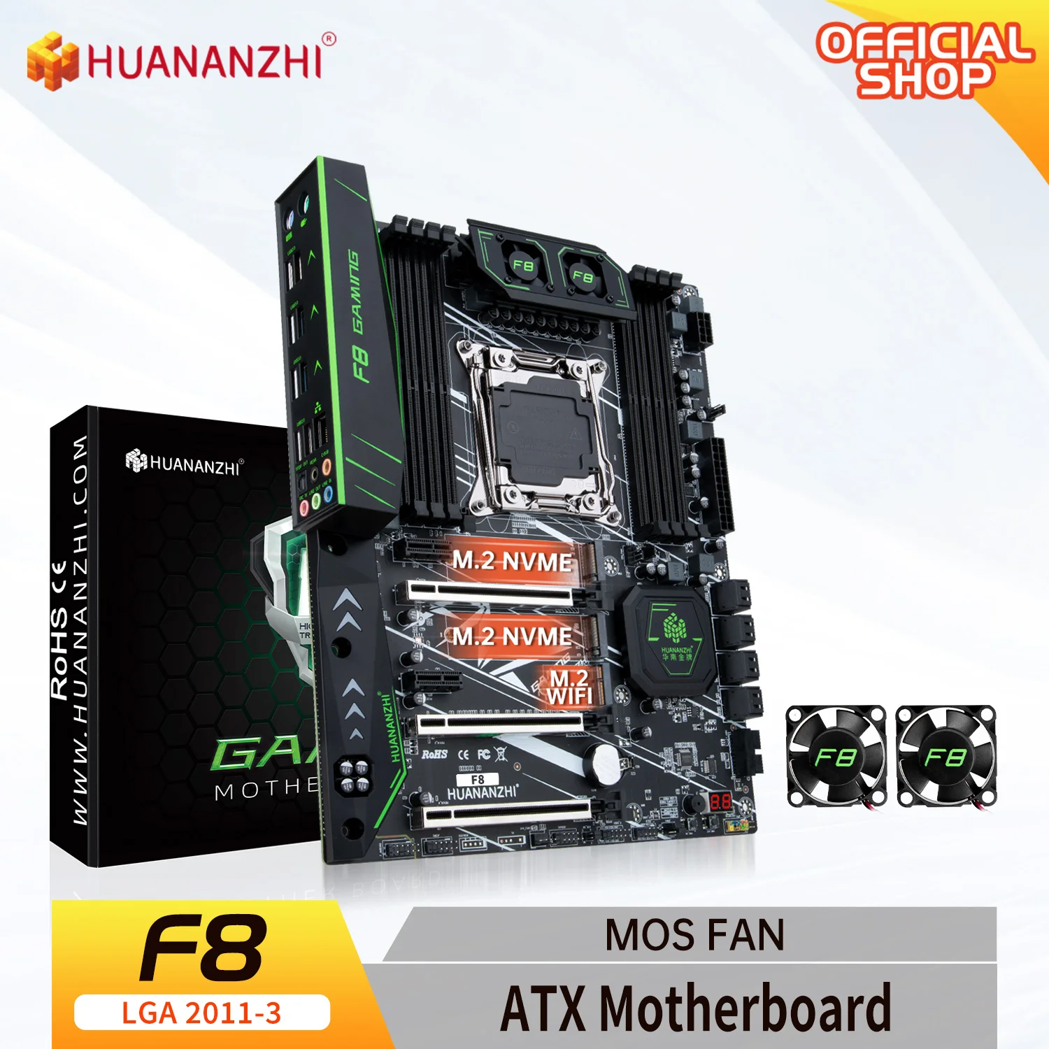 Материнская плата HUANANZHI X99 F8 LGA 2011-3 XEON X99 с МОП-вентиляторами, Поддержка Intel E5, все серии DDR4, встроенная память NVME ATX Материнская плата HUANANZHI X99 F8 LGA 2011-3 XEON X99 с МОП-вентиляторами, Поддержка Intel E5, все серии DDR4, встроенная память NVME ATX