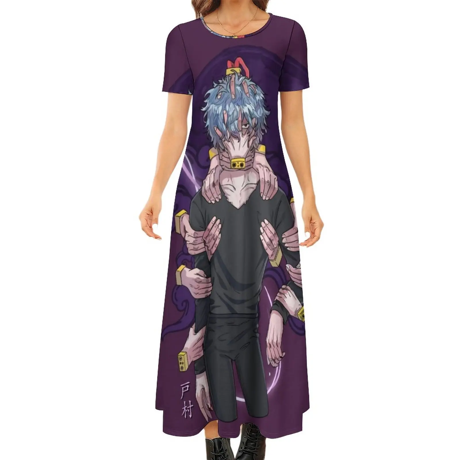 

My Hero Academia Dress Shigaraki Tomura Modern Maxi Dress Short Sleeve Street Style Bohemia Long Dresses Print Big Size Vestidos