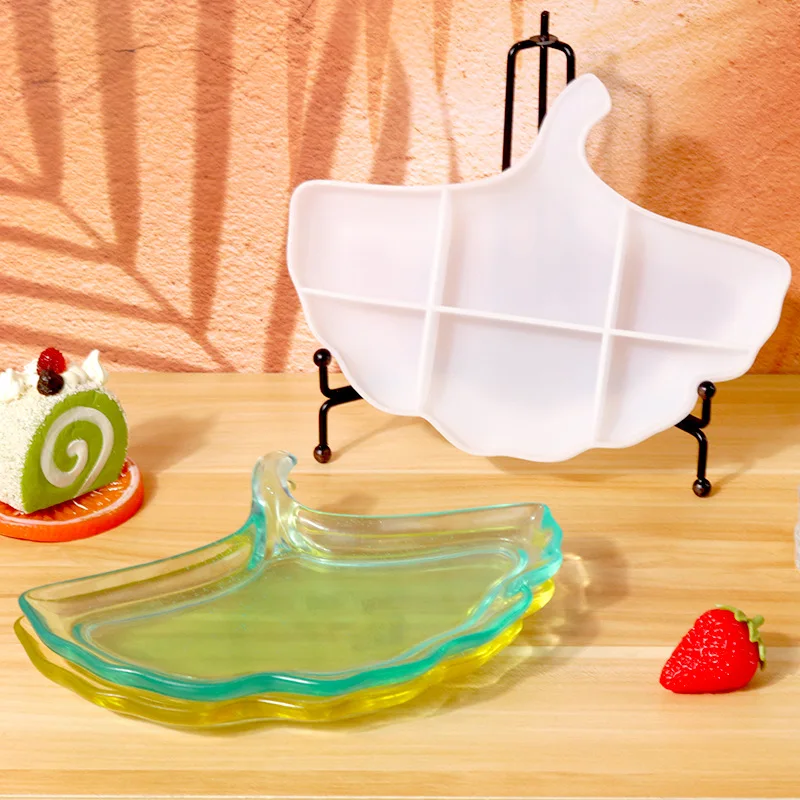 

Epoxy resin crystal drop mold gingko leaf plate silicone mold mirror resin DIY handicraft jewelry making tool