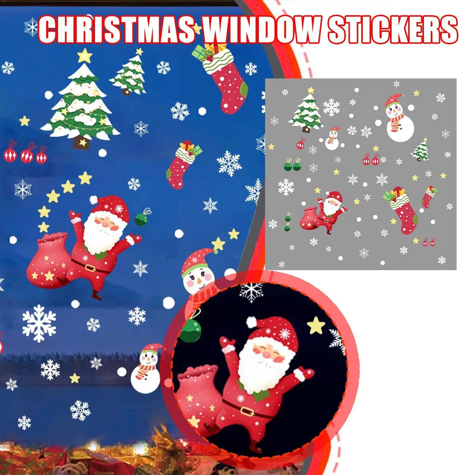 

1pc Christmas Cartoon Santa Window Glass Stickers Merry Christmas Decor For Home Mirror Stickers Snowflake Wall Door Sticke A0z8
