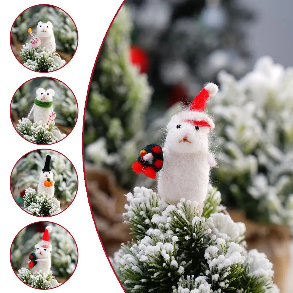 

4PCS No Finish Halloween Hallowmas Christmals Mouse Mice with Pumpkin Cake Wool Needle Felt Kit Funny DIY Mouse Animal Toy