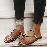 ladies sandals new summer fashion crystal butterfly flat sandals 2022 outdoor lightweight open toe ladies casual beach shoes new