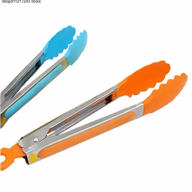

Silicone Heat Rsistant Cooking Tong Clip Clamp Stainless Steel Handle Serving Tongs Kitchen Utensil for Restaurant