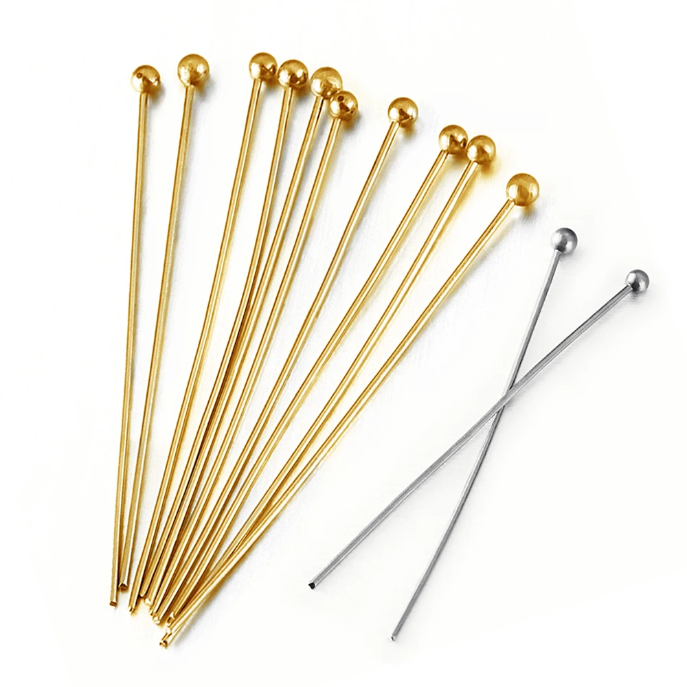 100pcs Stainless Steel Ball Head Pins for DIY Jewelry Making 12-40mm Head Pins Needlework Handmade Components Findings