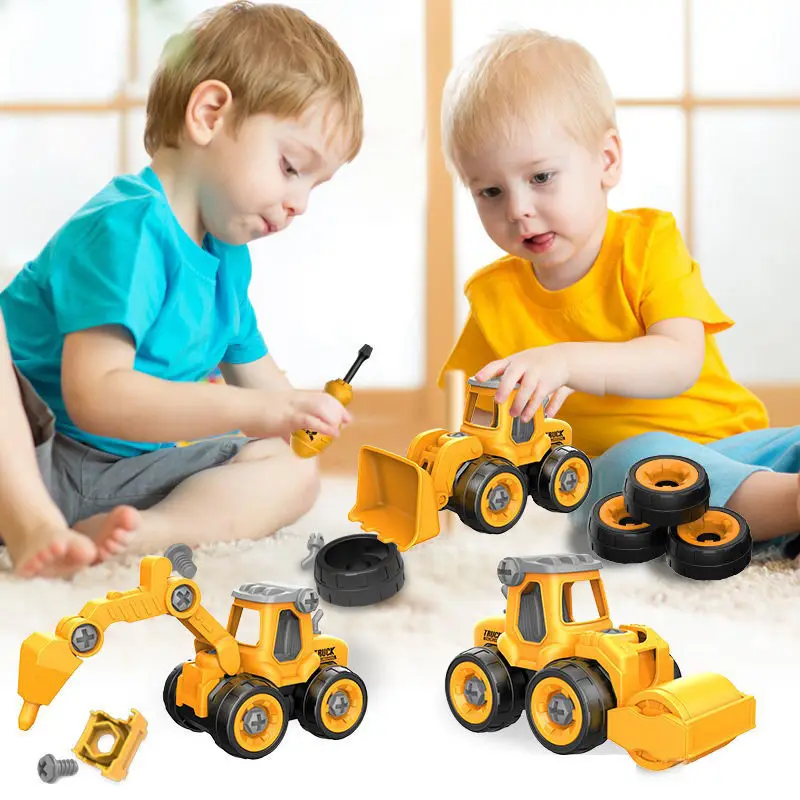 

4pcs DIY Cute Construction Engineering Car Fire Truck Screw Build and Take Apart Great for Kids Boys/Girl Present Toy New