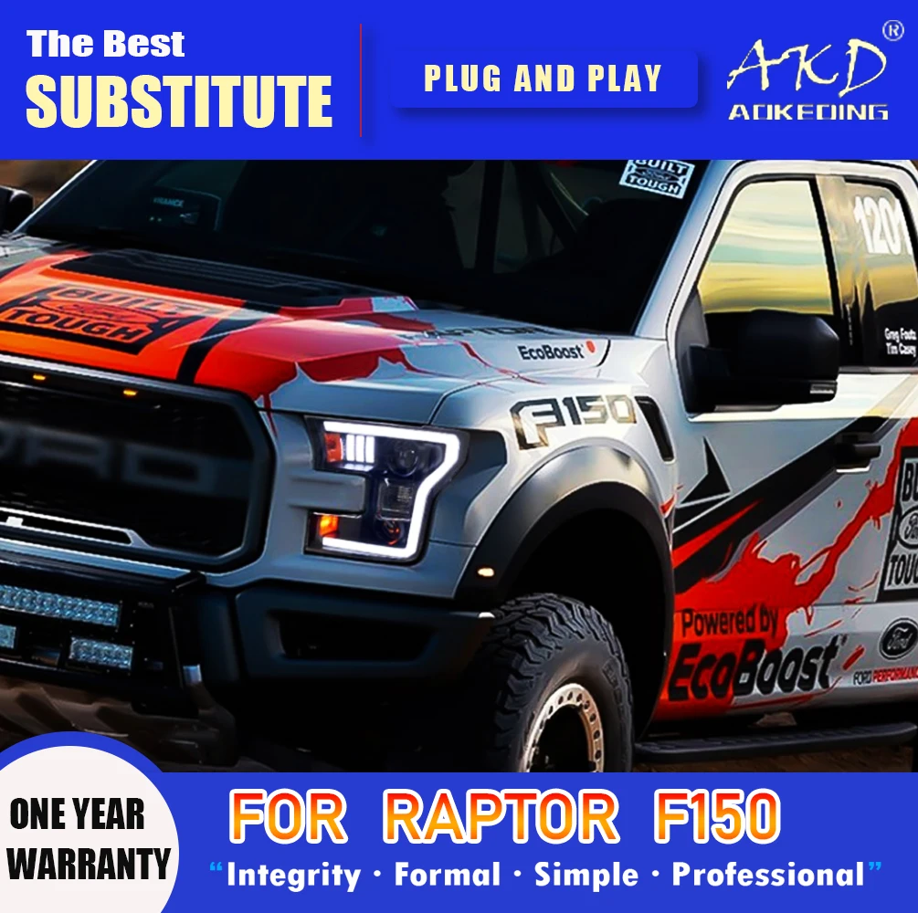 Фара AKD для Ford Raptor F-150 светодиодсветодиодный фара 2015-2020 фары F150 DRL сигнал поворота