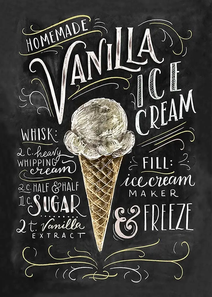 Vintage Bar Signs Vanilla Ice Cream Recipe Tin Signs for Hom