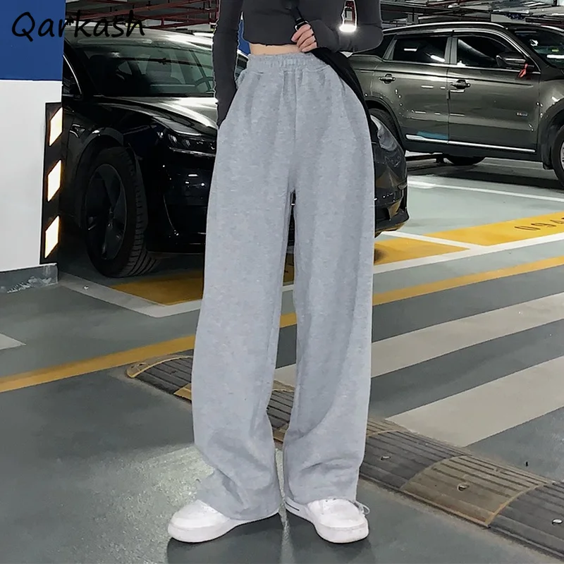 2023 Pants Women Workout High Street Loose Ladies Leisure Elastic Waist Wide Leg Japanese Style Unisex Harajuku Trousers All-mat