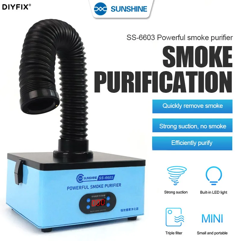 

SS-6603 8A Big Power Adjustable Air Volume Solder Special Fume Filter Powerful Smoke Purifier For Welding Fumes Filtration