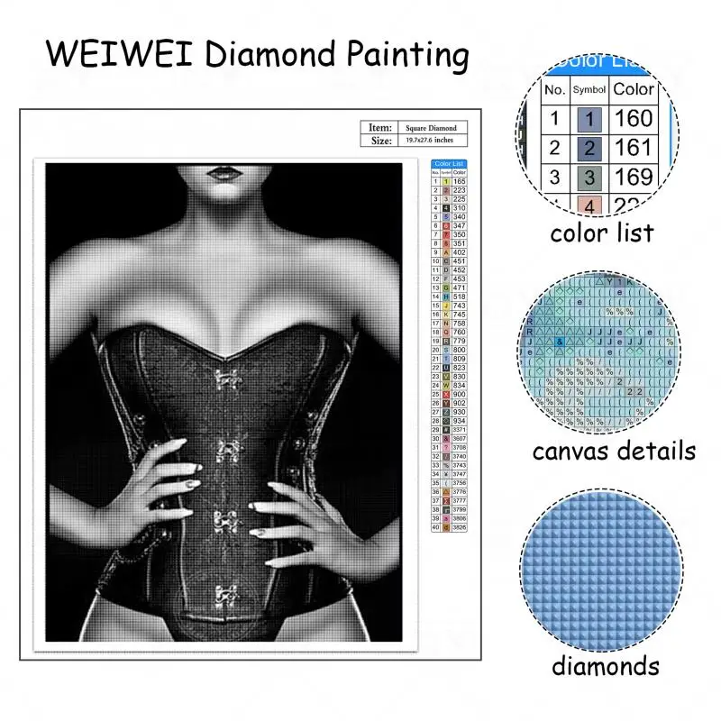 WEIWEI Мозаика Искусство сексуальные обнаженные женщины алмазная живопись мозаика