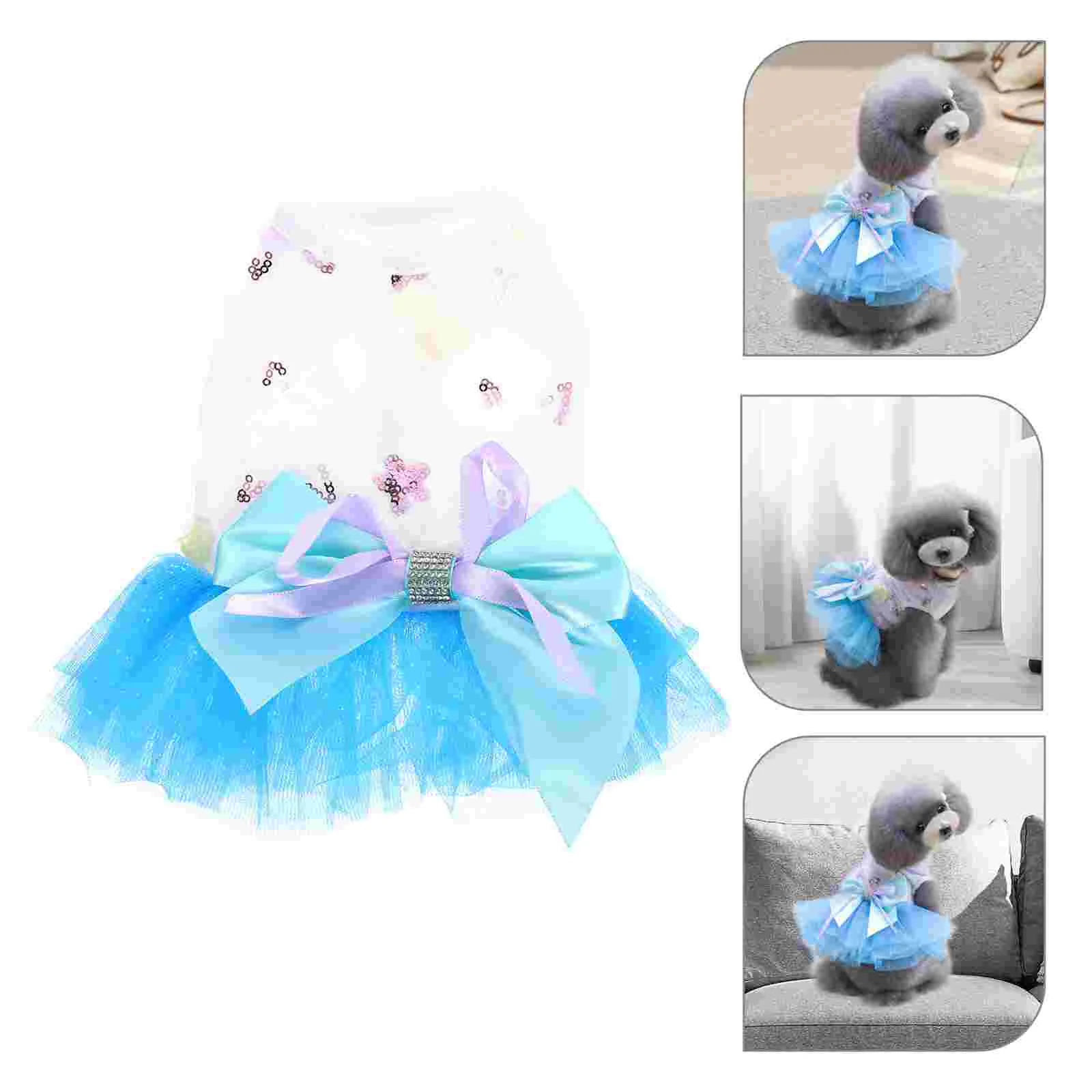 

Платье для собаки, юбка-пачка для собаки, летнее Сетчатое платье в горошек с цветами и блестками