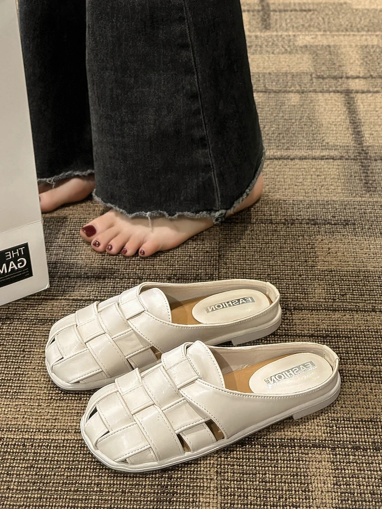 

Туфли женские на плоской подошве, из ПУ кожи, без задника