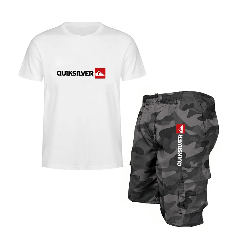 

Summer trending Short Sleeve Joggers Shirt and Pant Men T-shirt + Shorts Suits Men Printed Sportswear Cargo Short