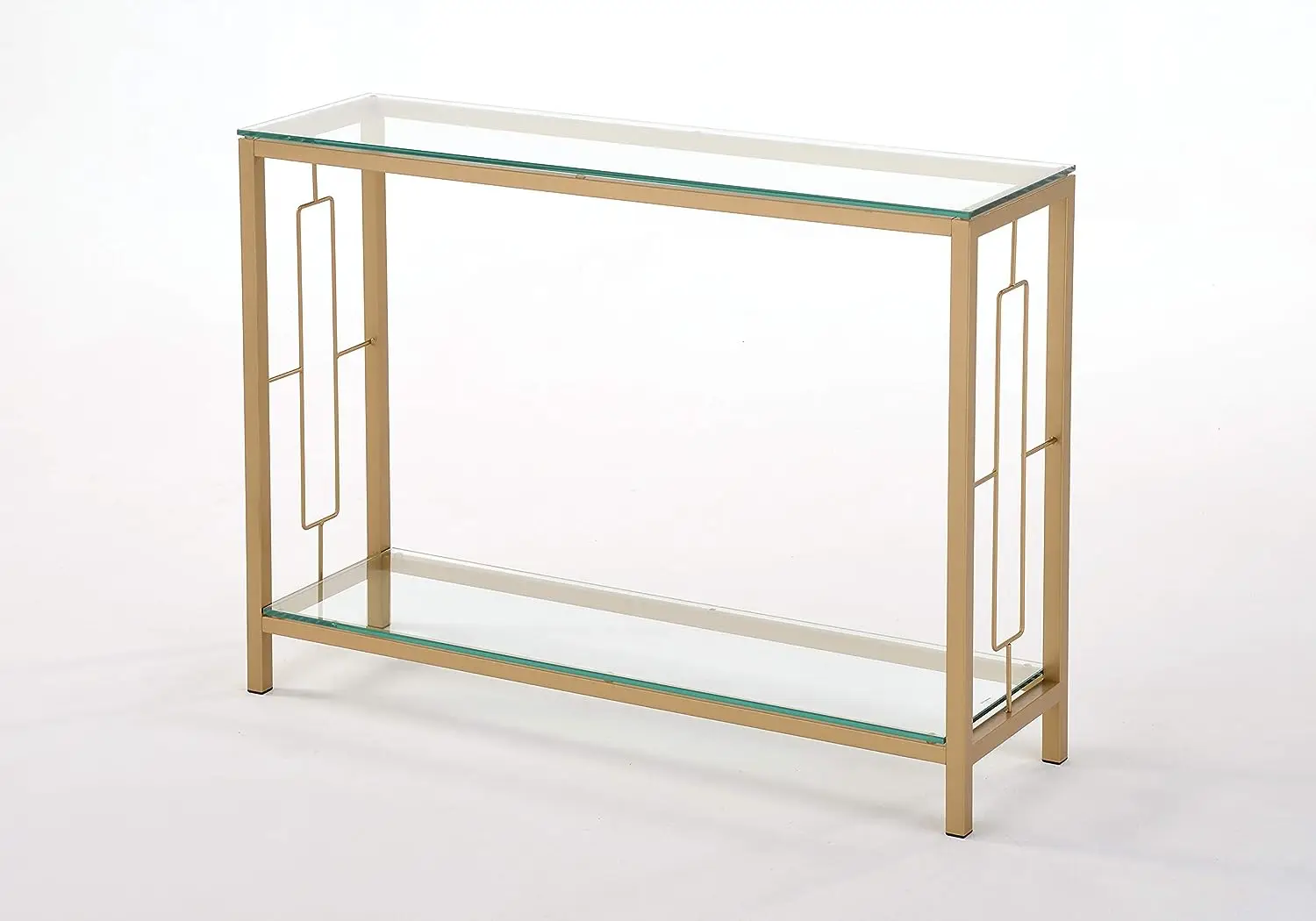 

Metal Glass Accent Console Sofa Table with Shelf