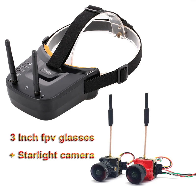 

5,8G 40CH Видео очки с двойной антенной FPV очки монитор гарнитура с 5,8G Starlight HDR OSD 1200TVL камера для гоночного дрона