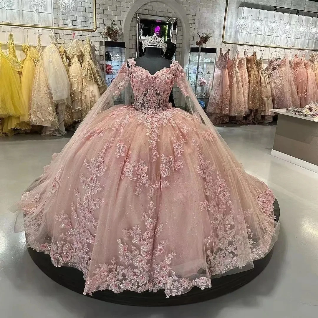 

Ashely Alsa Luxury Quinceanera Dresses For Sweet 16 Girls Appliques 3D Flowers Cinderella 15 Birthday Party Prom Gown Vestidos