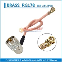 ipx u fl ipex female to pl259 pl 259 so239 uhf male right angle 90 degree pigtail jumper rg178 extend cable rf connector coaxial