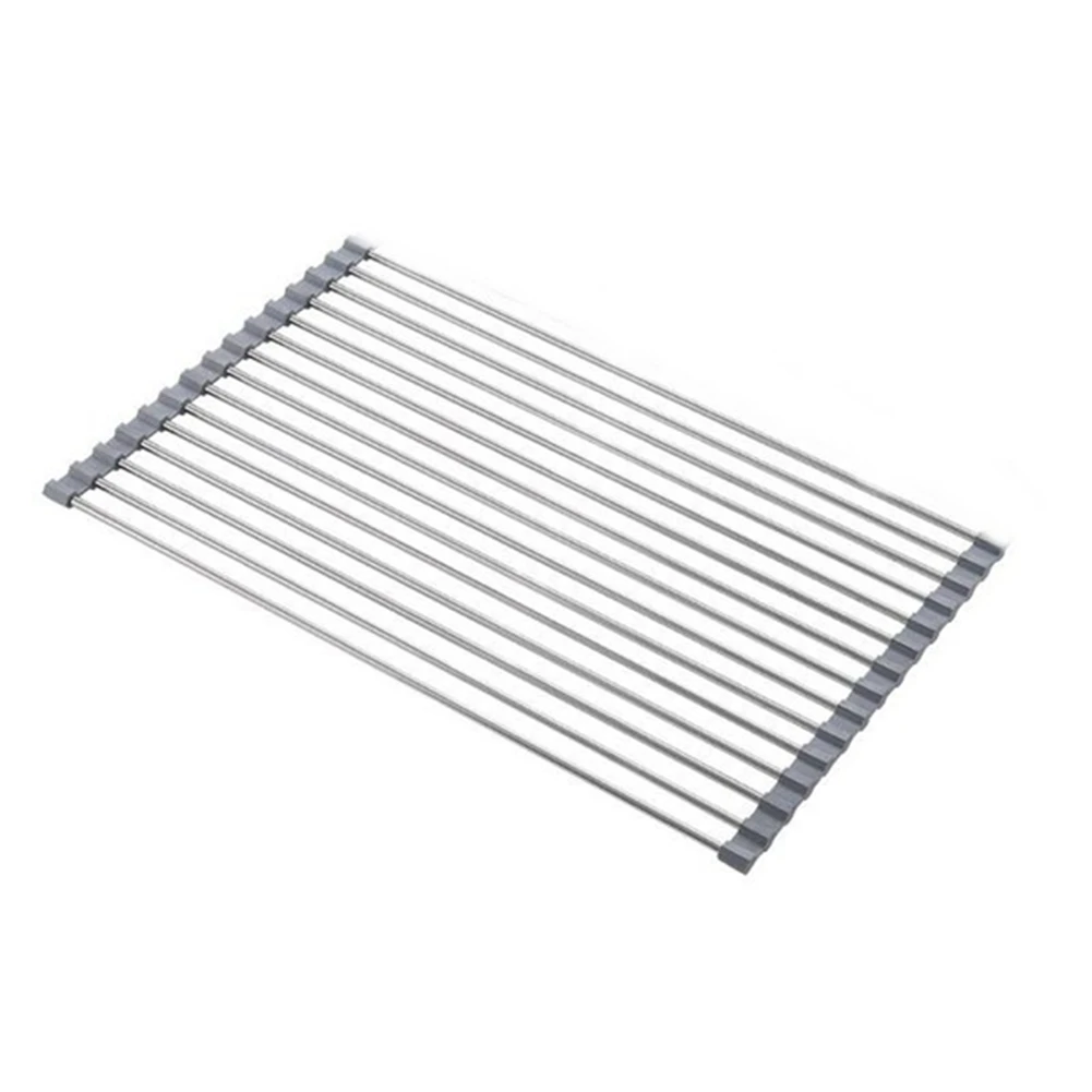 

Регулируемый сливной стеллаж для раковины из нержавеющей стали, зеркальная кухонная посуда 45x41 см