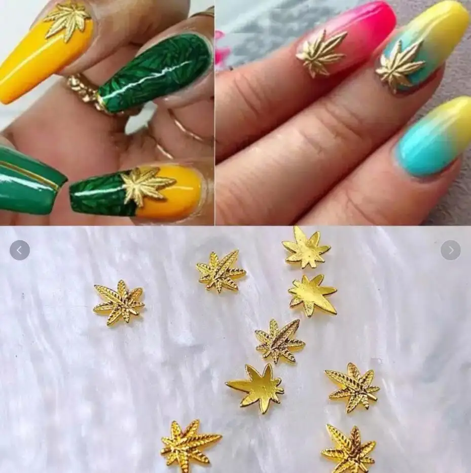 

20pcs Retro Nail Art Decorations 3D Fashion Luxurious Alloy Metal Charm Jewelry Maple Leaf Nail Manicure Decorative Accessories