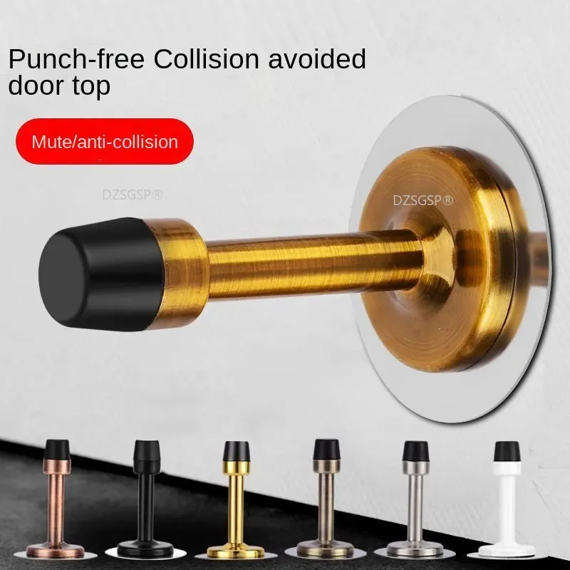 

Solid Bathroom Door Black Green Red Glass Door Rubber Collision Stainless Steel Door Top Hole -free Door Blocking