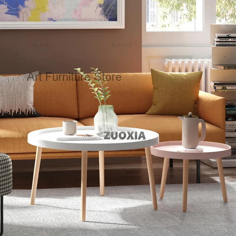 Скандинавский минималистичный журнальный столик круглый небольшой пластиковый