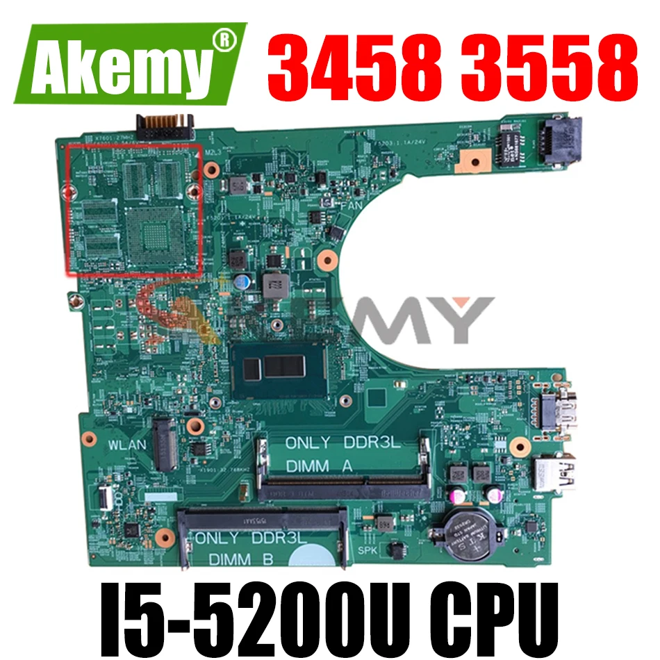 

Материнская плата для ноутбука DELL Inspiron 15 3458 3558 Φ 0MHDT2 IRIS HSW/BDW 14216-1 I5-5200U SR23Y DDR3