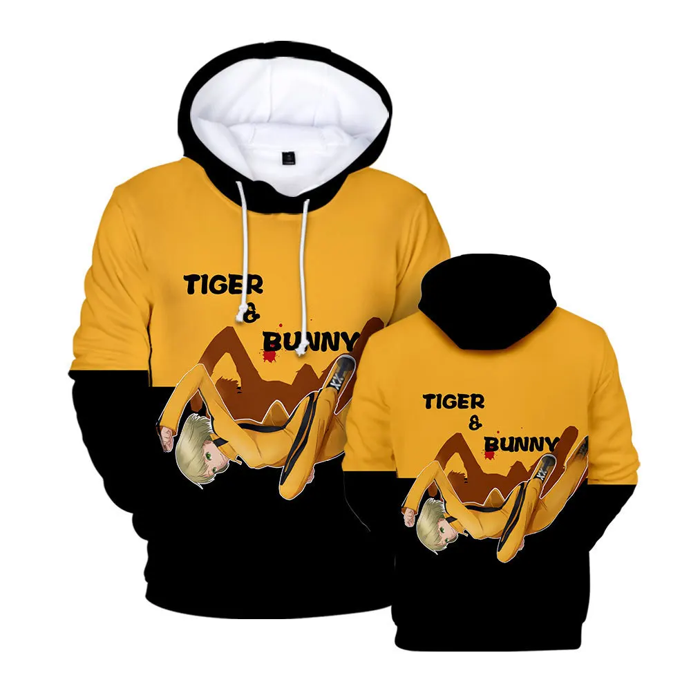 

2022 TIGER & BUNNY Print Autumn Winter Holiday Punk Street Men/Women Street Novelty Style Fleece Hooded Kawaii style Tops