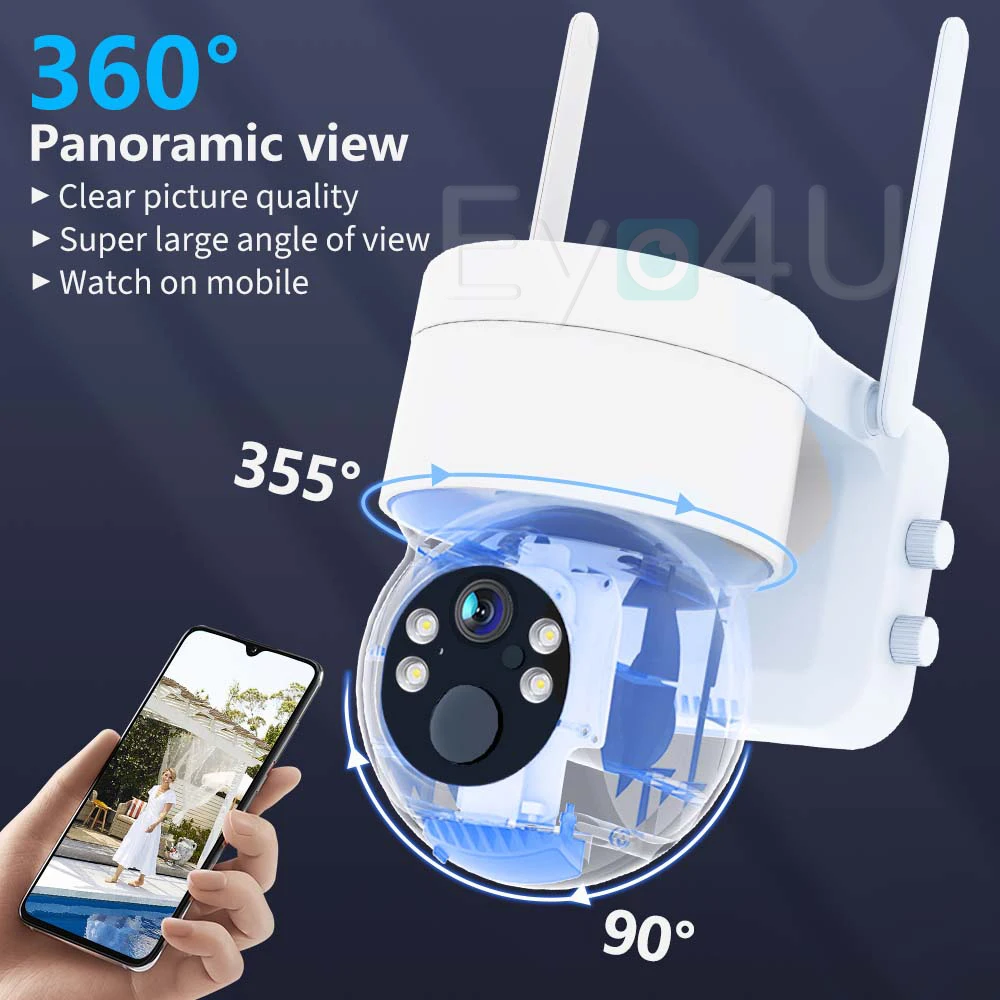 Продажа 4-мегапиксельная солнечная IP-камера WiFi на открытом воздухе Аккумулятор 7800 мАч AI PIR Motion 3-мегапиксельная HD-камера видеонаблюдения Беспроводна...