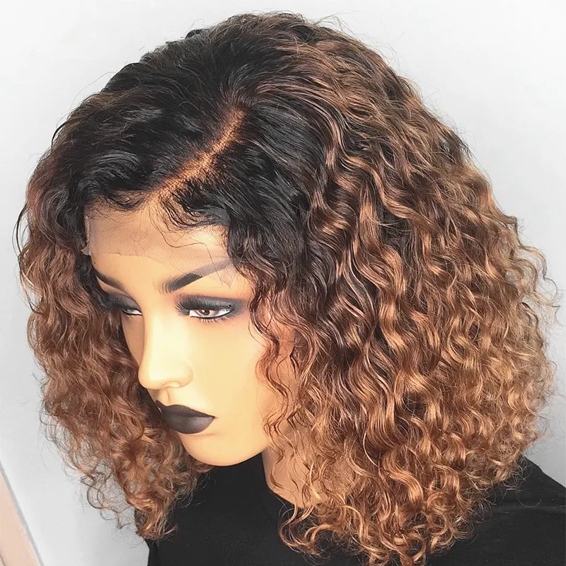 

Soft 26Inch Long Kinky Cruly 180Density Ombre Blonde Lace Front Wig for Black Women BabyHair Glueless Preplucked Daily