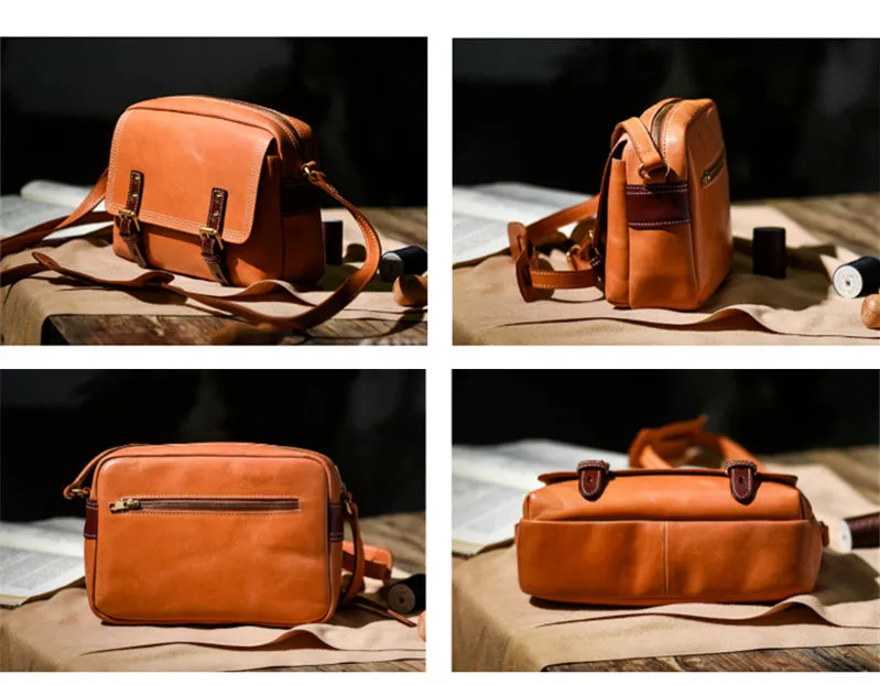 Fashion luxury genuine leather ladies crossbody bag designer original vintage handmade natural real cowhide women's shoulder bag