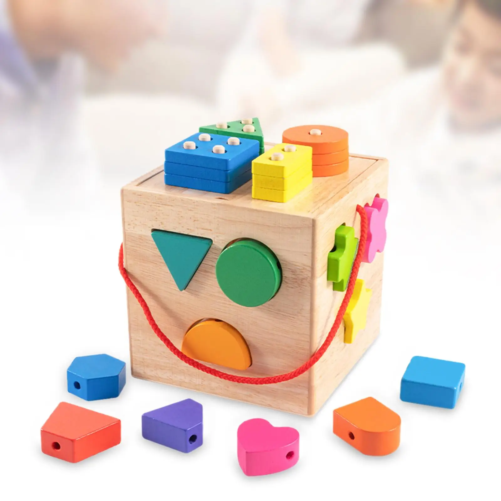

Shape Sorter Toy Geometric Shape Toy Matching Sorting Shape Sorting Cube Classic Wooden Toy for Baby Kids Children 2 3 Years Old