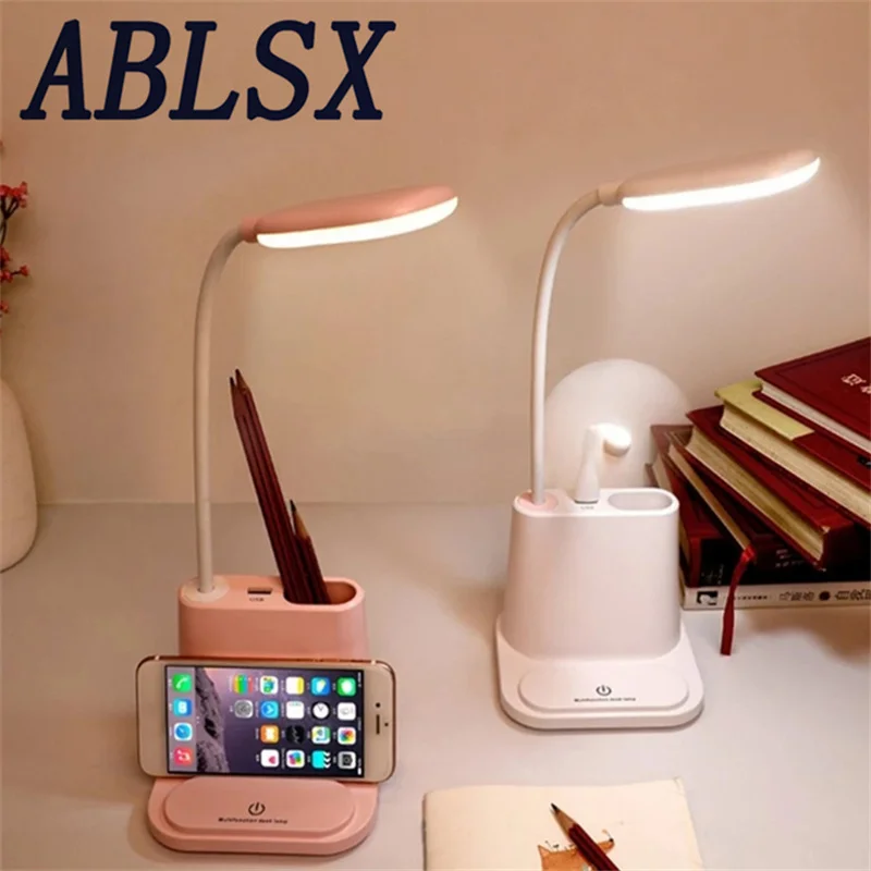 

ABLSX Led Desk Lamp with USB Plug Dormitory Fan Reading Learning Eye Protection Multi-Function Bedside Children Night Light