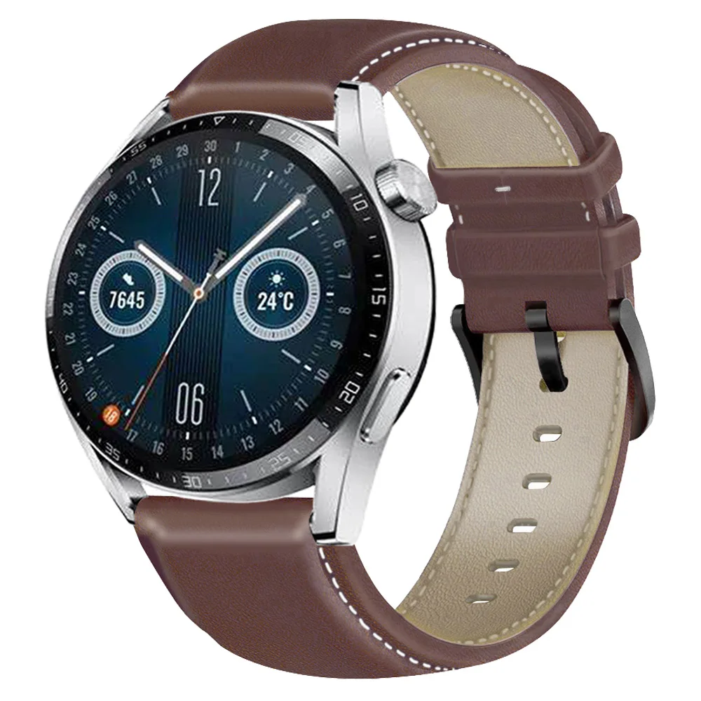 Ремешок кожаный 22 мм для Huawei Watch GT 3 GT3 46 мм/GT Runner браслет смарт-часов Honor Magic 2 -