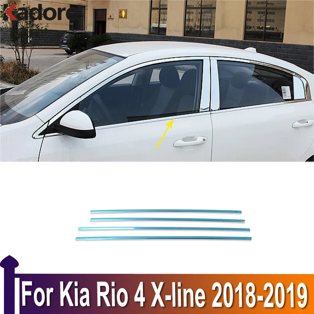 

For Kia Rio 4 X-line 2018 2019 Sedan Stainless Steel Window Frame Protector Cover Trim Car Decoration Trim Exterior Accessories