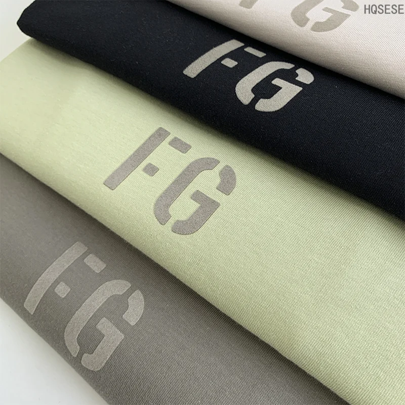 Essentials T-shirt Season 7 High Street FG Flocking Letter Short Sleeve Hip Hop Loose Cotton Men's and Women's T-shirt