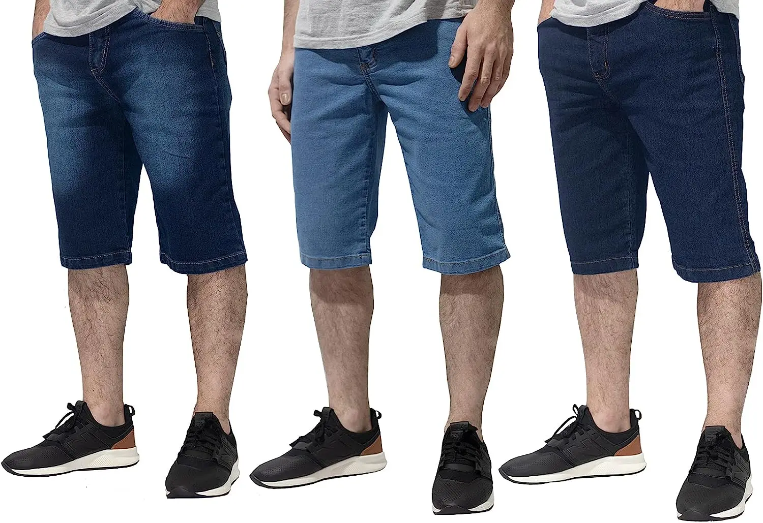 

3 Bermudas Jeans Masculina Lycra Elastano
