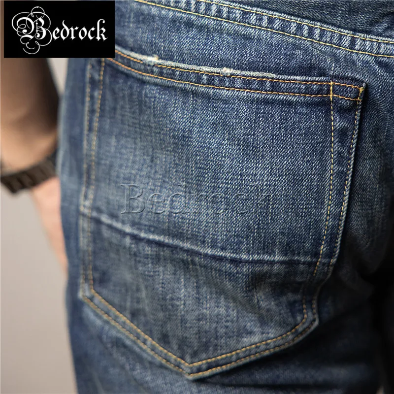 Тяжелые джинсы с кромкой на 16 унций для мужчин облегающие прямые брюки потертые