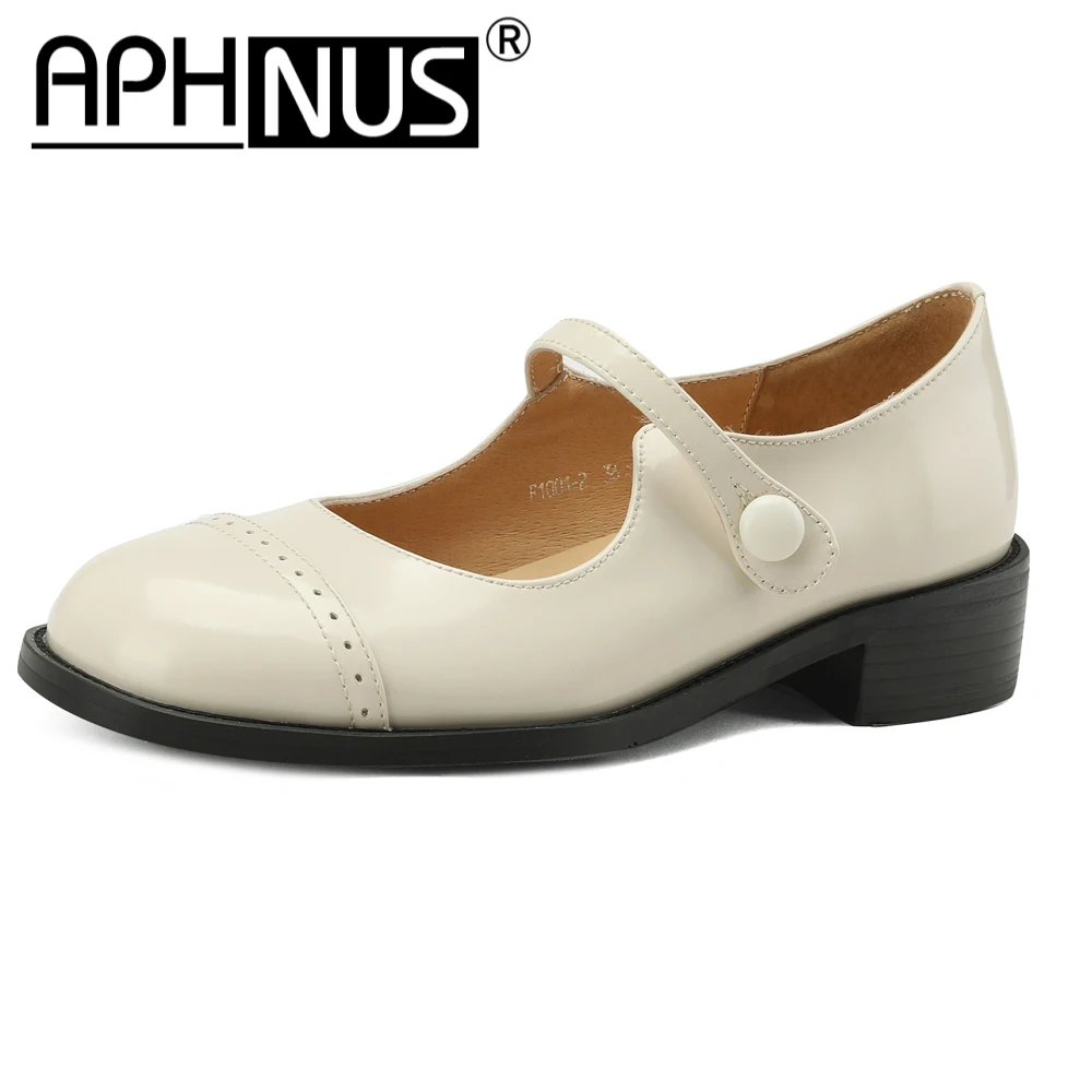 

Женские милые туфли-лодочки APHNUS в стиле преппи на низком каблуке, новинка 2023