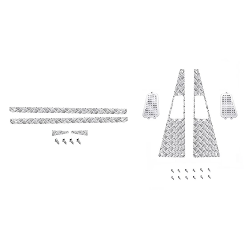 

2 Set RC Car Part: 1 Set Metal Anti-Skid Plate Intake Grille & 1 Set Rear Side Antiskid Board Scratch Prevention