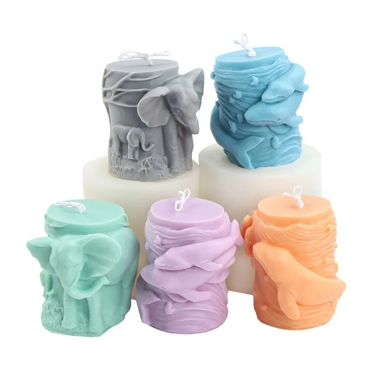 

3D Embossed Animal Column Silicone Candle Mold Aroma Soy Wax Handmade Soap Clay Epoxy Resin For Candle Making Home Decor Crafts