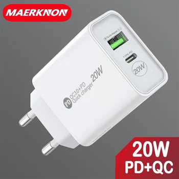 Maerknon 20W PD USB Charger Fast Charging Mobile Phone Adapter For iPhone 13 Xiaomi Huawei Samsung Quick Charge 3.0 Wall Charger 1